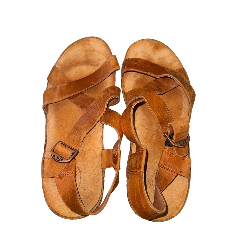 Chaco Women's Leather Strappy Sandals in Cognac Brown - Picture 7 of 11